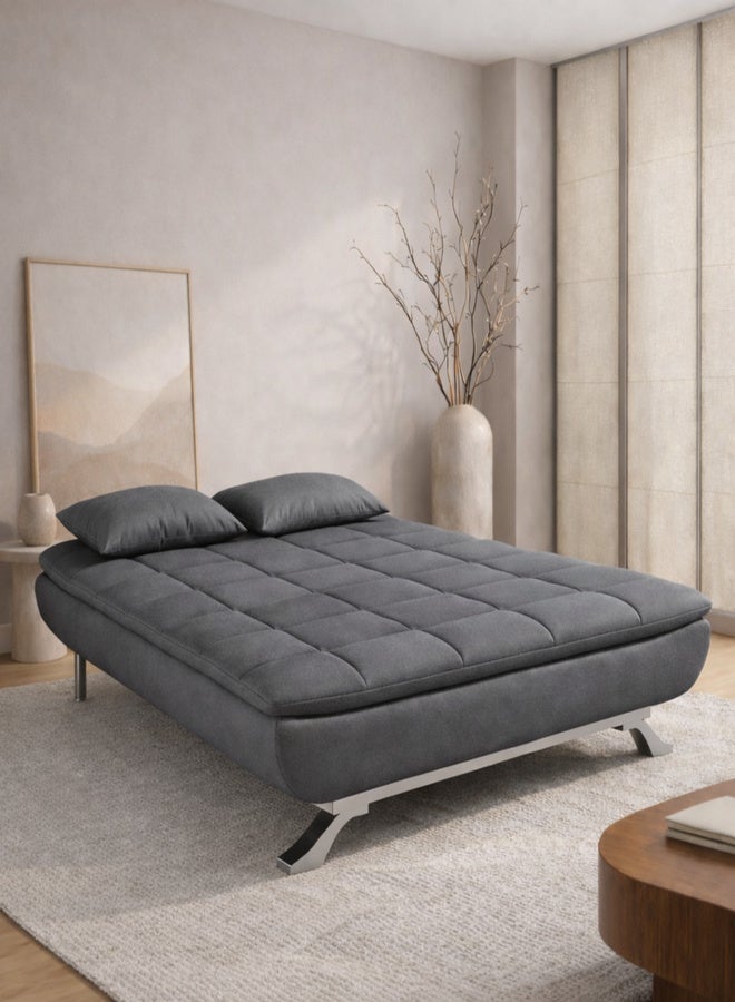 Harmony Home Premium Leather Sofa  Bed – Convertible Sleeper Couch with 2 Plush Cushions, Space-Saving Modern Design & Sturdy Metal Legs, Multi-Functional for Living Room & Guest Space - Grey - Image 2
